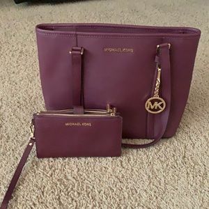 Michael Kors Burgundy Handbag with matching wallet